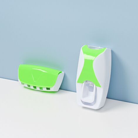 2 Pack Toothpaste Dispenser Holder(Green), Automatic Toothpaste Dispenser for Wall Mounted Toothpaste Squeezer