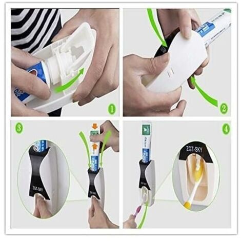 2 Pack Toothpaste Dispenser Holder(Green), Automatic Toothpaste Dispenser for Wall Mounted Toothpaste Squeezer