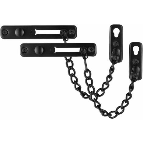 2 Pack Black Chain Door Lock, Stainless Steel Door Protector with Anti-Theft Spring Loaded Push Lock, Matte Black (1/5)