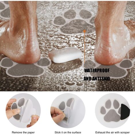 20pcs Blue Paw Print Non-Slip Tub Stickers | Self-Adhesive Safety Appliques For Bathroom & Pool