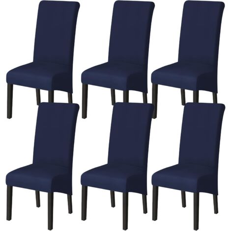 Set of 6 Dining Room Chair Covers (Navy Blue), Stretch Chair Covers Universal Large Chair Covers Washable, Easy to Clean for Dining Room Living Room Decor