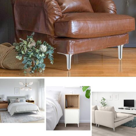 10cm Metal Sofa Legs 4pcs Modern Furniture Legs Sofa Cabinet Feet DIY Furniture Riser Feet Replacement Legs for TV Cabinet Sofa Cabinet, Silver