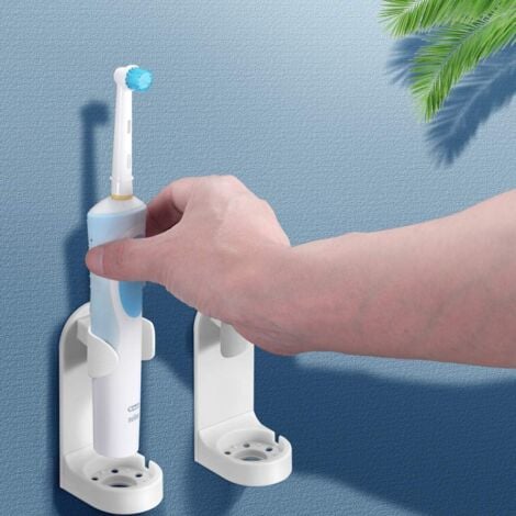 4 Pack Electric Toothbrush Holder, Multifunctional Plastic Self-Adhesive Wall Mounted Toothpaste Organizer 4 Piece Accessories Holder for Bathroom Kitchen