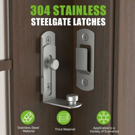 Barn Door Lock,Sliding Flip Door Latch,90 Degree Stainless Steel Corner Door Catch Buckle,Screen Door Stop Lock,Hook Eye Lock
