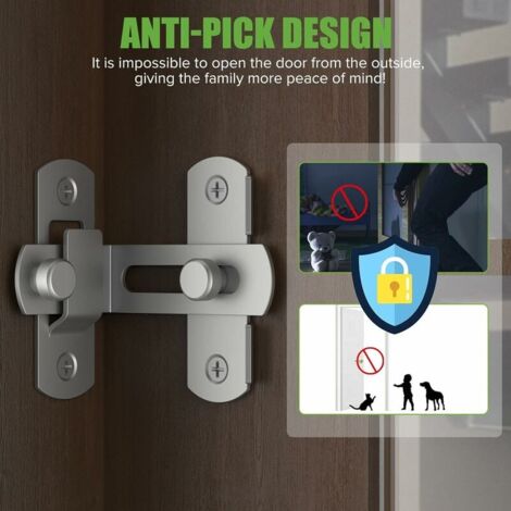 Barn Door Lock,Sliding Flip Door Latch,90 Degree Stainless Steel Corner Door Catch Buckle,Screen Door Stop Lock,Hook Eye Lock