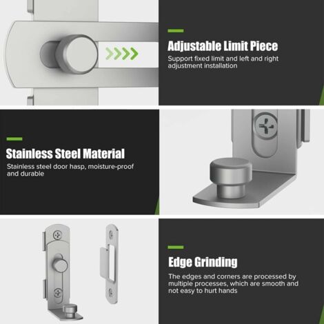 Barn Door Lock,Sliding Flip Door Latch,90 Degree Stainless Steel Corner Door Catch Buckle,Screen Door Stop Lock,Hook Eye Lock