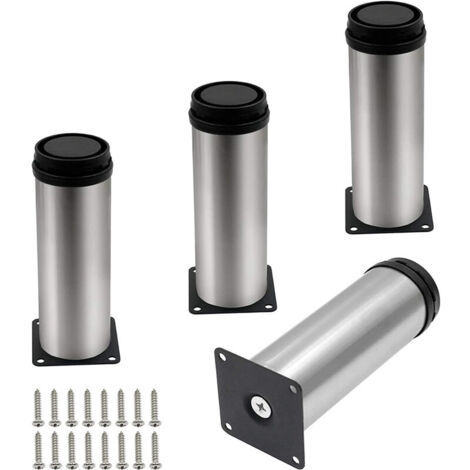 4 Pcs Adjustable Furniture Legs 10cm Metal Feet for Table Chair Cabinet Bed with Screws