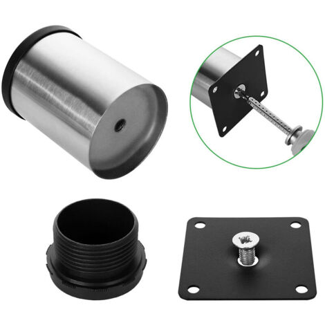 4 Pcs Adjustable Furniture Legs 10cm Metal Feet for Table Chair Cabinet Bed with Screws