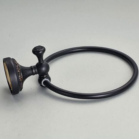 Black Towel Ring, Oil Rubbed Bronze Brass Towel Holder, Retro Vintage Antique Towel Ring with Drilling