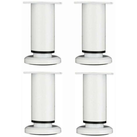 4 Pieces Adjustable Furniture Legs 12cm White Round Metal Table Leg for Sofa Cabinet Bed with Screws
