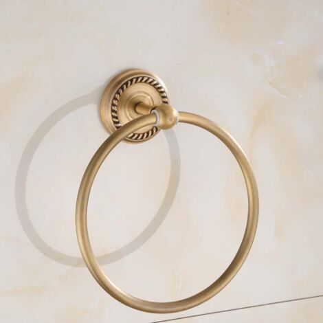 Towel Ring Wall Mounted Round Steel Bathroom Kitchen Towel Holder Gold Shower Bathroom Accessory (16cm) - Antique Brass Finish
