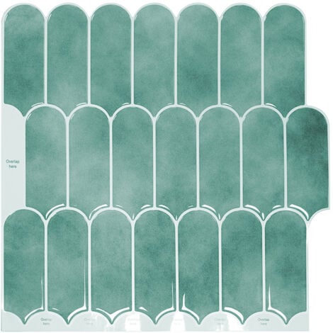 Green Self Adhesive Tile Wallpaper 30 x 30 cm Mosaic Style Wall Sticker Waterproof Decorative Film for Bathroom and Kitchen Wall Tiles