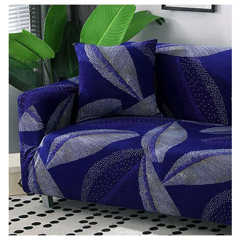 Seater Sofa Cover 150-185cm Sofa Cover with Armrests Modern Universal Elastic Sofa Covers Sofa Slipcover Protective Cover Blue Feathers