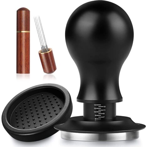 51mm Espresso Tamper Set With Silicone Mat – 304 Stainless Steel, Brown
