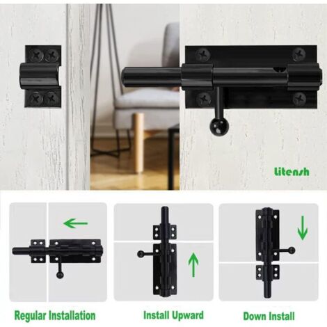 HOJLKLD Slide Bolt Gate Latch 2 Pack - 4 Inch, 304 Stainless Steel, 10mm Bolt With Padlock Hole