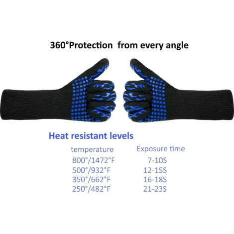 BBQ Gloves Heat Resistant up to 800°C - L5 Cut Resistant Gloves - Premium Oven Mitts for BBQ, Cooking, Baking, Grilling, BBQ