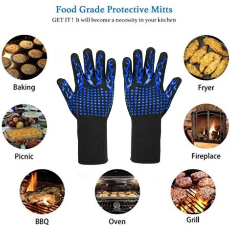 BBQ Gloves Heat Resistant up to 800°C - L5 Cut Resistant Gloves - Premium Oven Mitts for BBQ, Cooking, Baking, Grilling, BBQ
