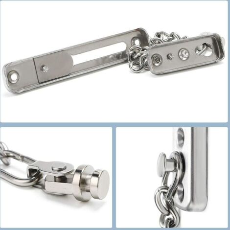 Silver Security Door Chains Sliding Door Lock with Screws for Family Hotel Apartment