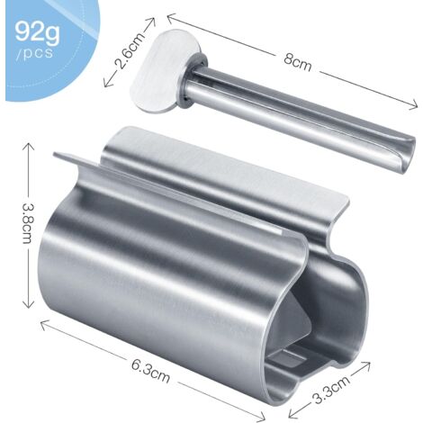Toothpaste Tube Squeezer, 2 Pieces Toothpaste Squeezer Seat Holder, Rolling Stainless Steel Toothpaste Dispenser for Toothpaste, Oil Paint, Hand Cream or Ointment