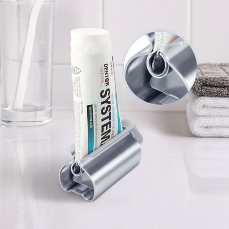 Toothpaste Tube Squeezer, 2 Pieces Toothpaste Squeezer Seat Holder, Rolling Stainless Steel Toothpaste Dispenser for Toothpaste, Oil Paint, Hand Cream or Ointment
