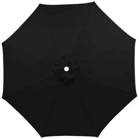 (Black) 3m Parasol Replacement Cover Waterproof UV Resistant Replacement Fabric Washable Breathable