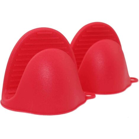 (Red, 2 Pack) Silicone Oven Mitts, Ready to Use on Pots or in the Kitchen as Pot Holders or Cake Stands Oven Mitts and Glove Holders
