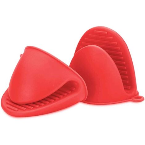 (Red, 2 Pack) Silicone Oven Mitts, Ready to Use on Pots or in the Kitchen as Pot Holders or Cake Stands Oven Mitts and Glove Holders