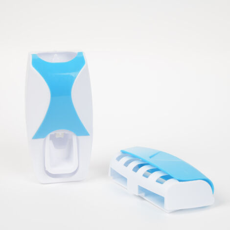 2 Pack Toothpaste Dispenser Holder(Blue), Automatic Toothpaste Dispenser for Wall Mounted Toothpaste Squeezer