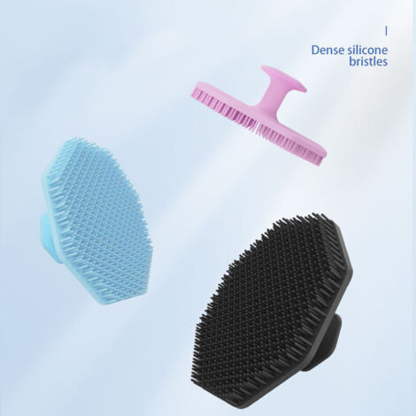 (Black) Silicone Body Bath Brush with Hook, Gentle Exfoliation, Massage Bath Brush for Baby Adult