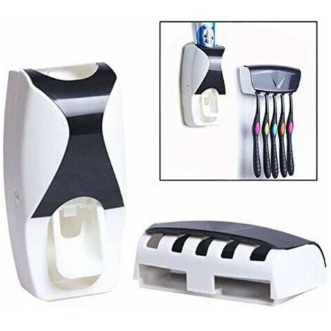 2 Pack Toothpaste Dispenser Holder(Black), Automatic Toothpaste Dispenser for Wall Mounted Toothpaste Squeezer