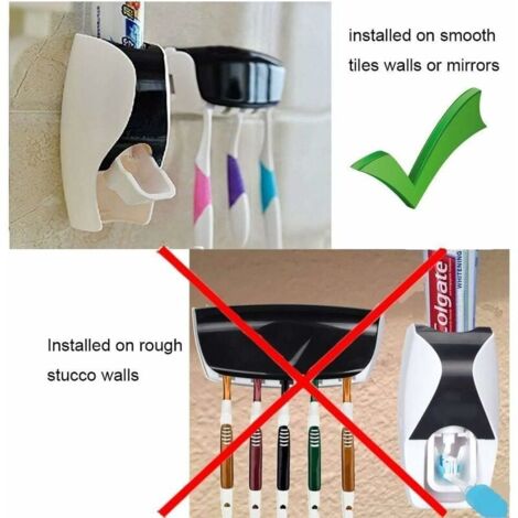 2 Pack Toothpaste Dispenser Holder(Black), Automatic Toothpaste Dispenser for Wall Mounted Toothpaste Squeezer