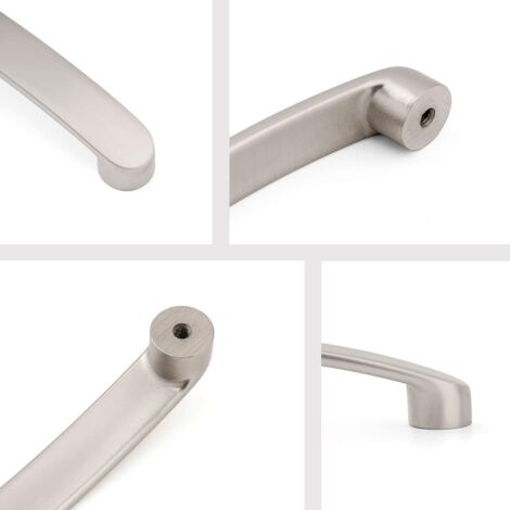 Set of 6 Furniture Handles Chrome Kitchen Door Handles - Brushed Nickel Kitchen Furniture Handle Brushed Kitchen Handle Center Distance 128mm