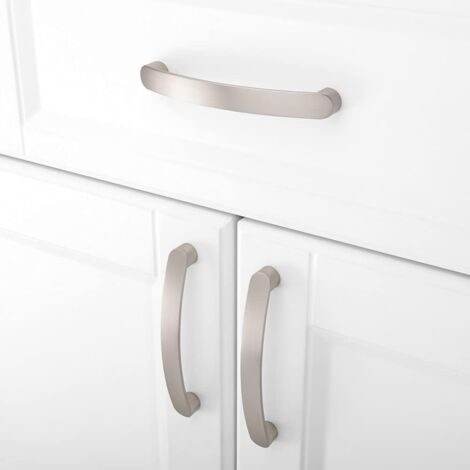Set of 6 Furniture Handles Chrome Kitchen Door Handles - Brushed Nickel Kitchen Furniture Handle Brushed Kitchen Handle Center Distance 128mm