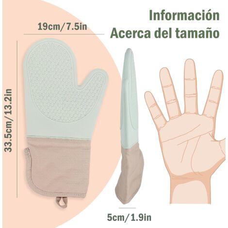 Heat Resistant Silicone Oven Gloves - BBQ Gloves Non-Slip Waterproof Kitchen Gloves Heat Resistant Glove with Cotton Lining Perfect for Cooking, Baking, Baking, BBQ