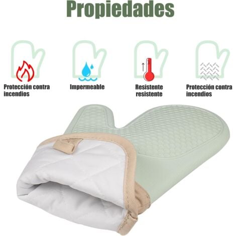 Heat Resistant Silicone Oven Gloves - BBQ Gloves Non-Slip Waterproof Kitchen Gloves Heat Resistant Glove with Cotton Lining Perfect for Cooking, Baking, Baking, BBQ