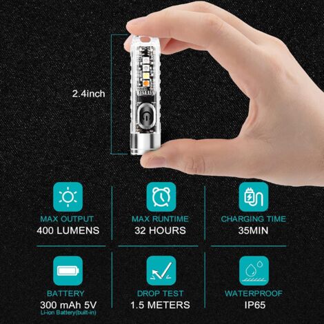 Mini Portable LED Flashlight - USB Rechargeable with Light Alert ...