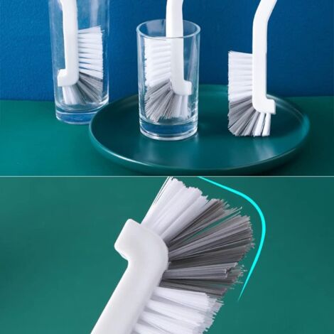 2 Pack Multipurpose Bottle Cleaning Brushes,Bottle Brush,Coffee Cups Brush,Long Handle Curved Bottle Brush