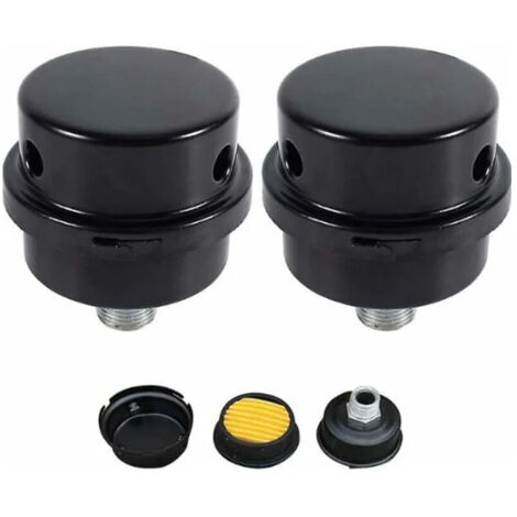 2pcs 3/8" External Thread Metal Housing 16mm Air Compressor Filter Silencer