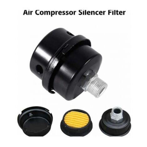 2pcs 3/8" External Thread Metal Housing 16mm Air Compressor Filter Silencer