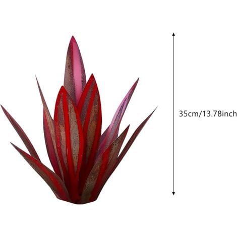 Rustic Red Agave Sculpture 35cm - Art Deco Statue, Home Decor, Garden Statue, Lawn Ornament, Garden Stake, Metal Agave Plant for Outdoor Patio