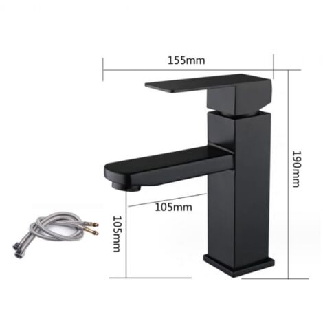 Black Stainless Steel Basin Faucet Single Handle Design Hot and Cold Water Mixer Tap with Hose Suitable for Bathroom Sinks and Mixer Taps