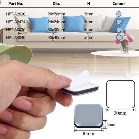 Furniture Sliders, 18 Pieces PTFE Teflon Square Self-Adhesive Furniture Sliders Suitable for Smooth Floors and Carpets (Square, 30X30mm)