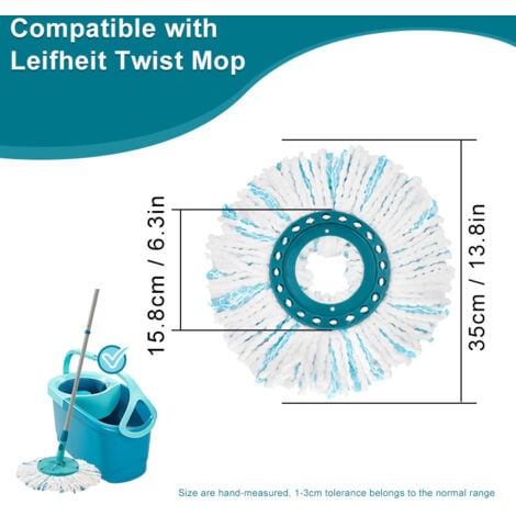 3 x Leifheit Spin Mop Pads Replacement Pads Microfiber Wet & Dry Mop Head Accessories