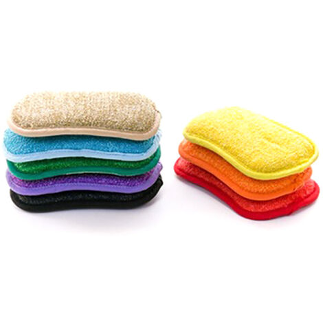 10 Pcs Reusable Dishwashing Sponges Non Scratch Microfiber Sponge for Kitchen Double Sided Reusable for Kitchen Dishes Pots and Pans
