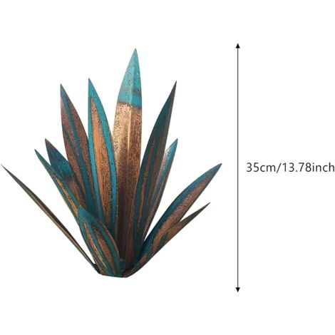 Rustic Blue Agave Sculpture 35cm - Art Deco Statue, Home Decor, Garden Statue, Lawn Ornament, Garden Stake, Metal Agave Plant for Outdoor Patio