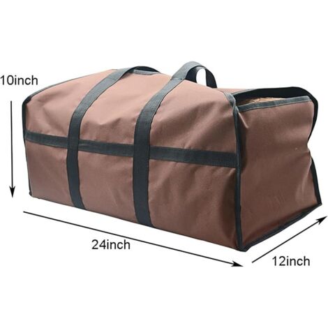 1PCS (Royal Blue) Firewood Storage Bag, Shopping Bag with Wooden Frame, Heavy Duty Stove Accessories, Extra Large Firewood Holder