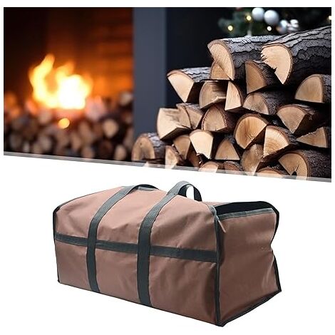 1PCS (Royal Blue) Firewood Storage Bag, Shopping Bag with Wooden Frame, Heavy Duty Stove Accessories, Extra Large Firewood Holder