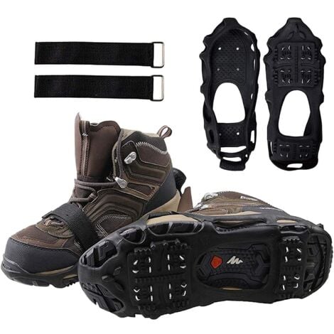 1 Pair Anti-Slip Crampons Ice Snow Walking Cleats (S) 24 Teeth Rubber Anti-Slip Crampons with 1 Pair Straps Winter Fishing Gear Snow Ice Mountaineering