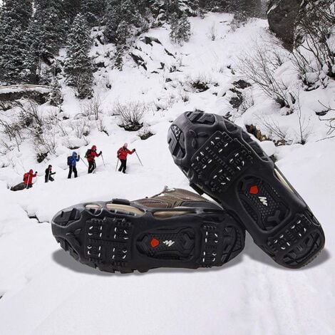 1 Pair Anti-Slip Crampons Ice Snow Walking Cleats (S) 24 Teeth Rubber Anti-Slip Crampons with 1 Pair Straps Winter Fishing Gear Snow Ice Mountaineering
