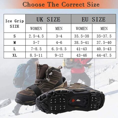 1 Pair Anti-Slip Crampons Ice Snow Walking Cleats (S) 24 Teeth Rubber Anti-Slip Crampons with 1 Pair Straps Winter Fishing Gear Snow Ice Mountaineering